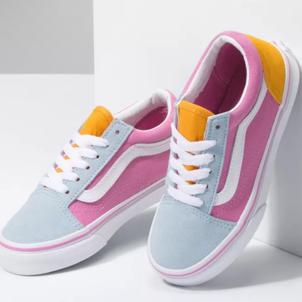 Vans Color Block Multi‎ Colored Pink Yellow Blue Vans Junior size 5